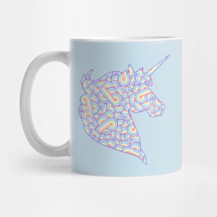 Rainbow and white swirls doodles Unicorn head Mug